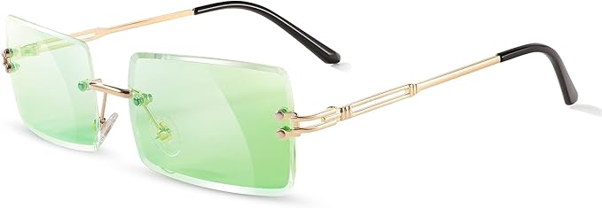 FEISEDY Vintage Rimless Sunglasses Rectangle Frameless Candy Color Glasses Women Men B2642