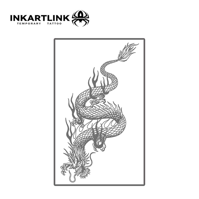 INKARTLINK Tattoo Tech, 2 Sheets Large Semi Permanent Tattoo, Adult Art Design Temporary Tattoos, Lasts 1-2 Weeks, Waterproof, Realistic Look, No Reflection (Dragon)