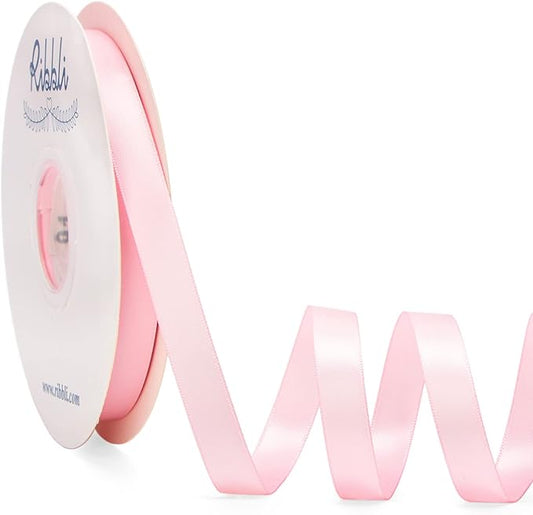 Ribbli Light Pink Satin Ribbon Double Faced Satin 1/2 inch x Continuous 50 Yards-Light Pink Ribbon for Gift Wrapping Crafts Wedding Decoration Bows Bouquet Floral Arrangement