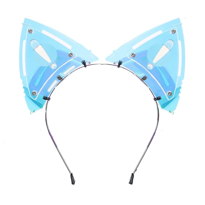 Cyberpunk Colorful Ear Hairband Fish Bone Hair Accessories COS Props (JG Blue)