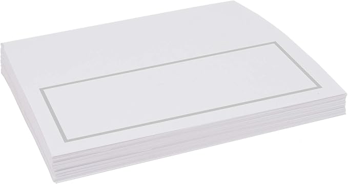 Single Line Border Place Cards, Silver (Choose Color), Set of 25, Pre-cut and Scored - Wedding, Party, Dinner, and Special Events - Made in the USA