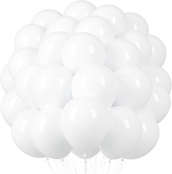 White Balloons, 66pack 12inch White Pearl Latex Party Balloons for Wedding, Birthday, Graduation, Bridal Shower, Baby Shower, Bachelorette and Engagement Decorations