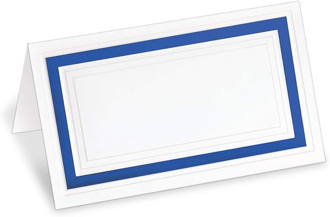 PaperDirect White Cover Stock Place Cards with Dark Blue Foil Border, 400-Pack