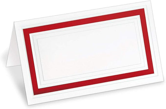 PaperDirect White Cover Stock Place Cards with Red Foil Border, 200-Pack