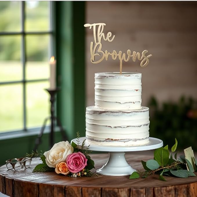 Personalized Wedding Cake Topper, Custom Name Bride and Groom Decoration, Traditional Wedding, Anniversary, Briday Shower Decor (The (Name))