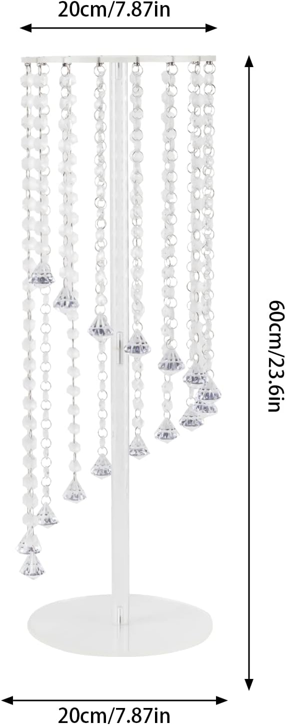 Wedding Centerpieces Gold Vases,10PCS Metal Flower Candle Holder with Sparkling Crystal Beads,Crystal Flower Vase Metal Flowers Stand for Party Tables Decorations (23.6inch Slivwer)