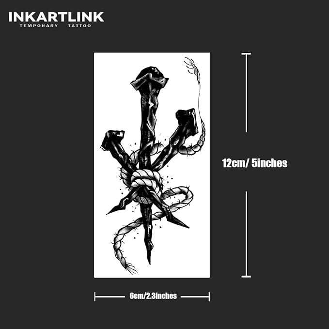 INKARTLINK Temporary Tattoos, 2 Sheets Medium Semi Permanent Tattoos, Adult Art Waterproof Temporary Tattoos, Tattoo Stickers Realistic, No Adhesive, Lasts 1-2 Weeks(Saboteur Teufel Chords)