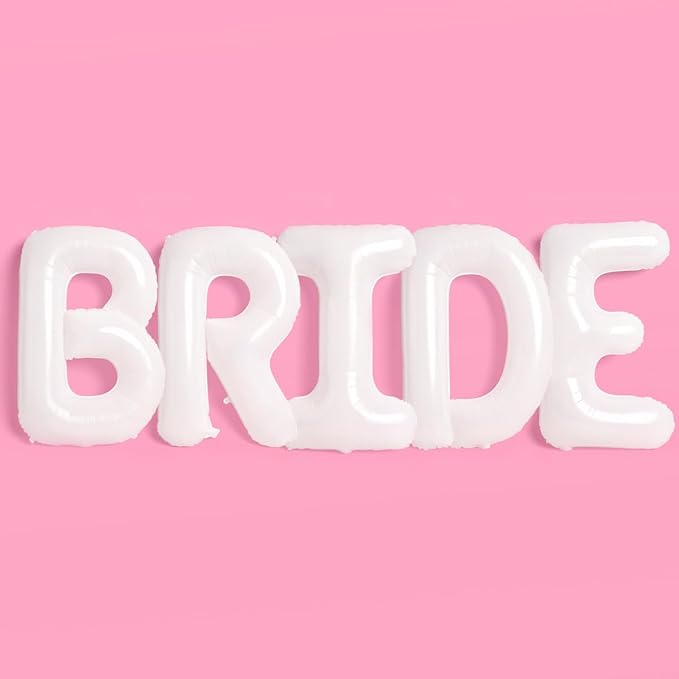xo, Fetti White Jumbo BRIDE Balloons - 40 inch, XL | Bachelorette Party Decorations, Wedding Party, Engagement Party, Bridal Photo Booth