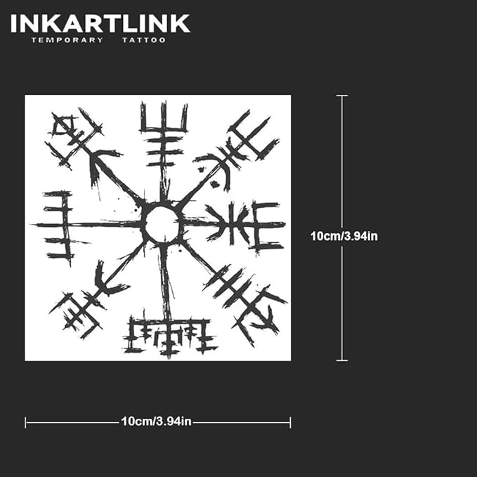 INKARTLINK Temporary Tattoos, 2 Sheets Medium Semi Permanent Tattoos, Adult Art Designs, Party Favors, Waterproof, Realistic, No Adhesive, No Reflective, Lasts 1-2 Weeks, Medium (Ancient Symbols 4)