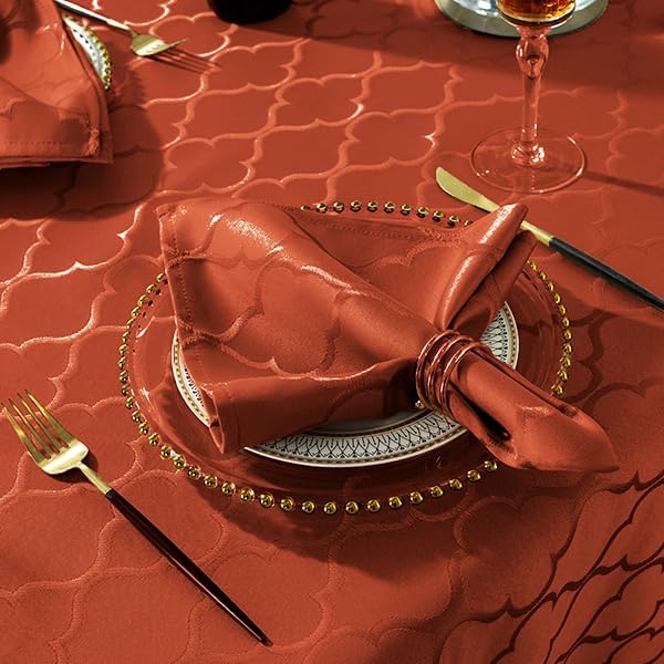 SASTYBALE Fall Jacquard Napkins 20x20 Inch - Flower Pattern Rust Polyester, Spill Proof Wrinkle Resistant, Tabletop Decor for Thanksgiving Turkey Dinner, Fall Kitchen Dining & Holiday Parties
