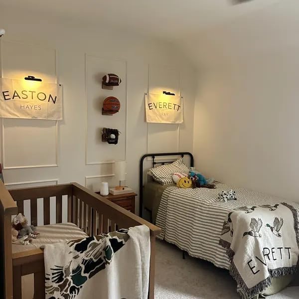 Custom Baby Name Canvas Flag, Personalized Nursery Name Sign Canvas Banner for Wall Decor, Customized Cotton Banner Flag for Baby Shower Birthday Party Gifts, Boho Nursery Kids Room Art Decoration