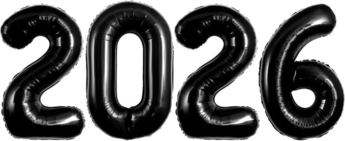 Black 2026 Balloons New Years Balloons 2026 Balloon Nnumbers for Happy New Year Decorations 2026 Signs Graduation Anniversary Balloons Decor