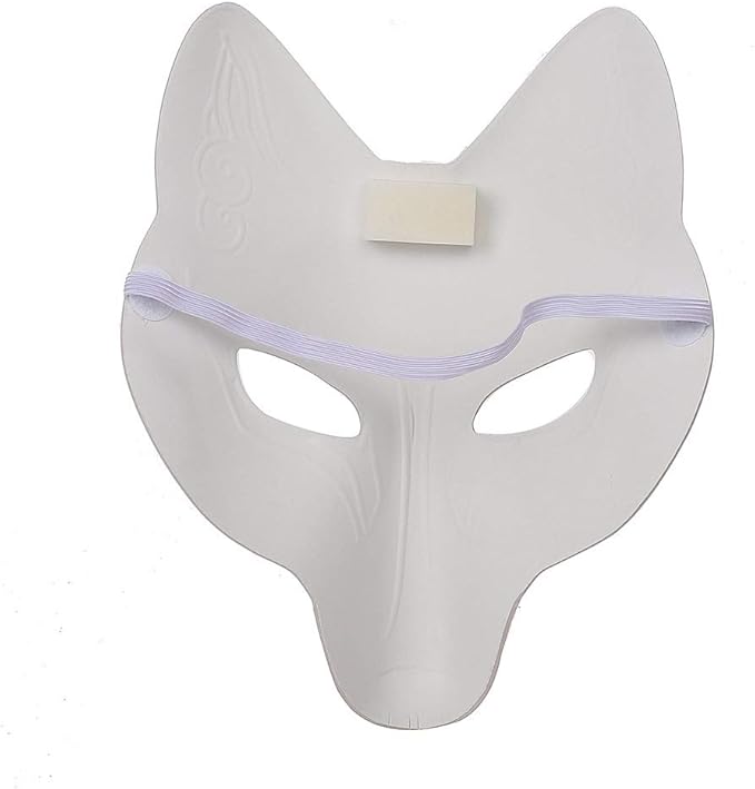 Himine DIY White Fox Cosplay Mask Animal Costume Mask for Party 2 Pcs