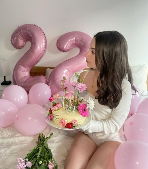 Big 40 Inch Pearlescent Pink 2 Number Balloon Birthday Decoration, Pearl Pink Number 2 Helium Balloons 12 20 22 23 24 26 28 32 42 Celebration, Boy Girl Baby Anniversary Party Graduations Supplies