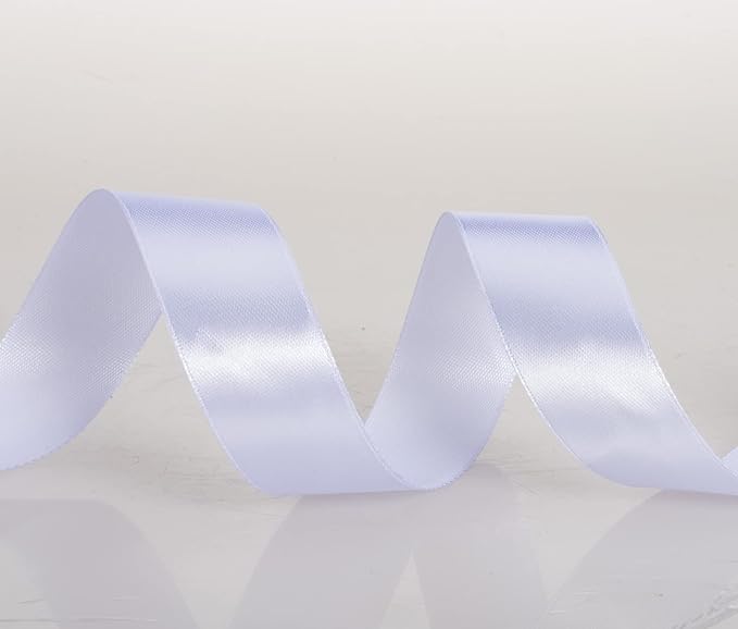 1 Inch White Solid Satin Ribbon, 50 Yards Craft Fabric Ribbon for Gift Wrapping Floral Bouquets Wedding Party Decoration