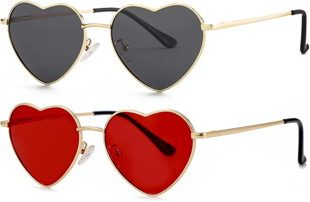 JOVAKIT Polarized Heart Sunglasses for Women Fashion Lovely Style Metal Frame UV400 Protection Lens