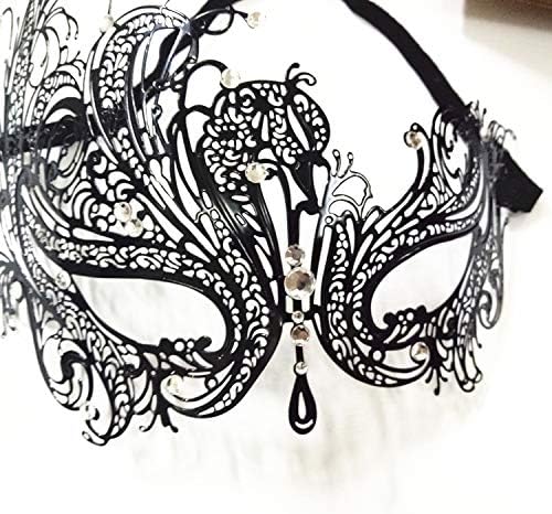 Venetian Masquerade Mask for Women - Ultralight Shiny Metal Rhinestone Party Evening Prom Ball Mask