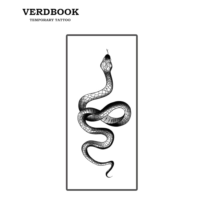 Waterproof Temporary Tattoos: 2-Sheet Tattoo Kit with Realistic Body Stickers, Semi-Permanent Tattoos for Adults Lasting 7-15 Days – Safe for Men & Women, Serpent Whisper