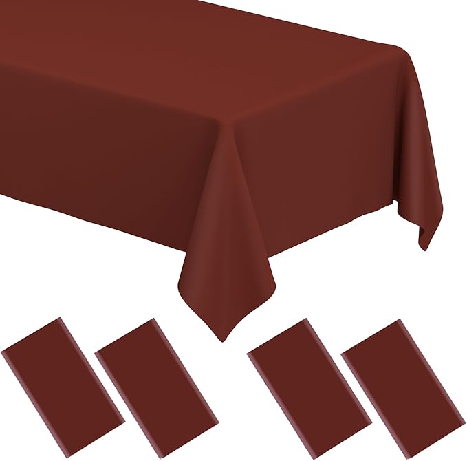 WNINK 4 Pack Maroon Tablecloths Burgundy Disposable Table Covers 54" x 108" Table Cloths for BBQ Birthday Picnic Bridal Shower Engagement Wedding Plastic Table Cloths for Parties