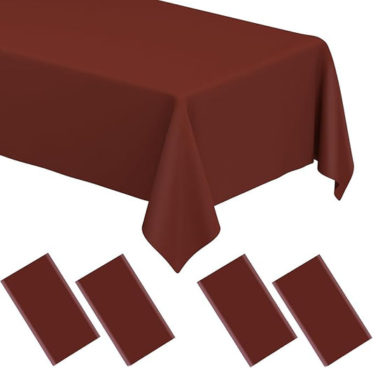 WNINK 4 Pack Maroon Tablecloths Burgundy Disposable Table Covers 54" x 108" Table Cloths for BBQ Birthday Picnic Bridal Shower Engagement Wedding Plastic Table Cloths for Parties