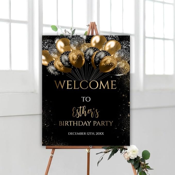 Glitter Balloons Birthday Party - Custom Welcome Sign