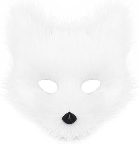 Animal Fox Wolf Mask Halloween Party Cosplay Costumes Props Plush Cat Half Face Masks Carnival Christmas Masquerade