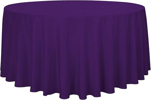 sancua Round Tablecloth - 108 Inch - Water Resistant Spill Proof Washable Polyester Table Cloth Decorative Fabric Table Cover for Dining Tables, Buffet Parties and Camping, Purple