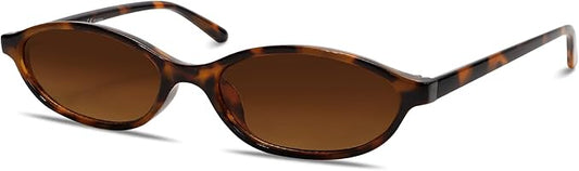 Retro Oval Sunglasses for Women Chic Cat Eye 90s Sunnies Lightweight Narrow Shades Trendy UV protection Sun Glasses