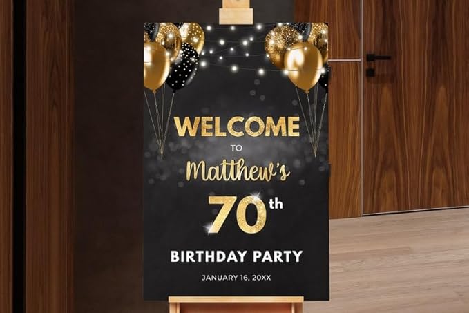 Birthday Sign, Black, 12''W x 18''L - 24''W x 36''L, Plastic, Minimalist Style