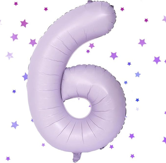 40 Inch Purple Number Balloons Light Purple 6 Balloon Matte Purple Birthday Balloons 0-9 Birthday Wedding Party digital Decorations (Number 6)