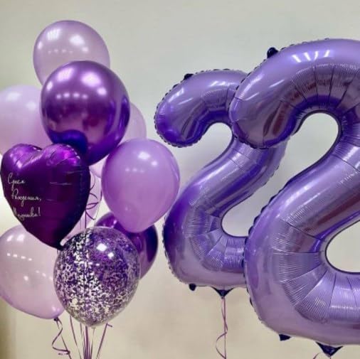 40 Inch Big Purple Number 2 Balloon Birthday Decoration, Number 2 Helium Balloon 12 20 22 23 24 26 28 32 42 Celebration, Boy Girl Baby Anniversary Party Graduations Supplies Decorations