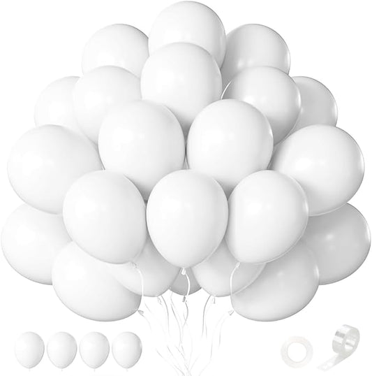 White Balloons, 60 PCS White Balloons 12 inch Latex Balloon for Birthday Party Decoration, Wedding, Baby Shower, Anniversary, Bridal Shower, Holiday Decoration and Balloon Garland