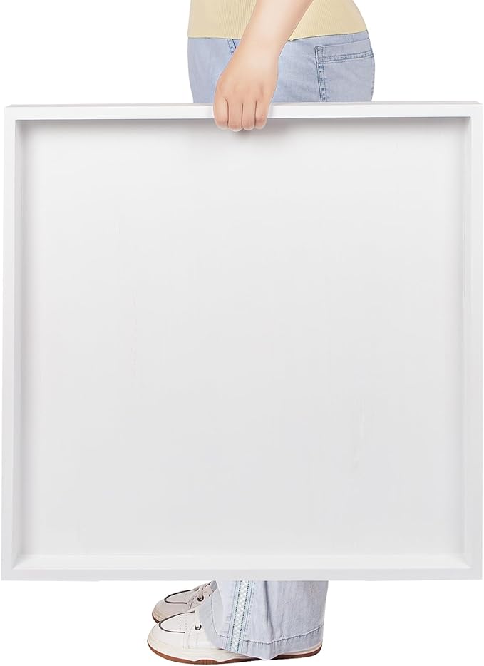 Ottoman Tray for Coffee Table Living Room Wood Serving Tray Large Wooden Square 24 Inches White