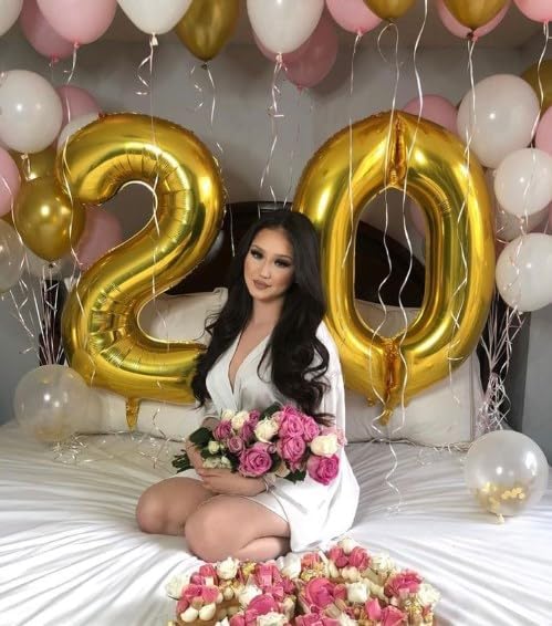 Gold 40 Inch Big Number Balloon Birthday Decoration, Number 2 Helium Balloon 12 22 23 24 26 2025 New Years Celebration, Boy Girl Baby Anniversary Party Graduations Supplies Decorations