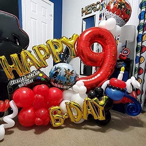 40 Inch Red Number 9 Balloon Large Red Foil Balloon Red 9 Balloons Mylar Helium Balloon for 9th Birthday Party Decorations Girls Boys Baby Shower Wedding Anniversary Decoration