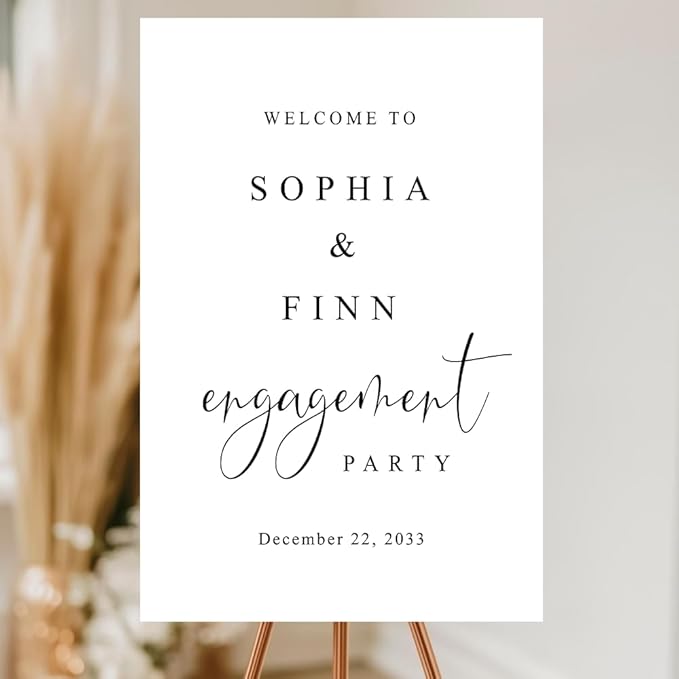 Personalized Engagement Welcome Sign – Minimalist Engagement Party Yard Sign – We’re Engaged Signs – Engagement Party Decorations for Couple - She Said Yes! (Version 1)