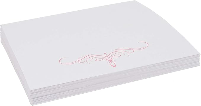Decadent Flourish Place Cards, Pink (Choose Color), Set of 150, Pre-cut and Scored - Wedding, Party, Dinner, and Special Events - Made in the USA