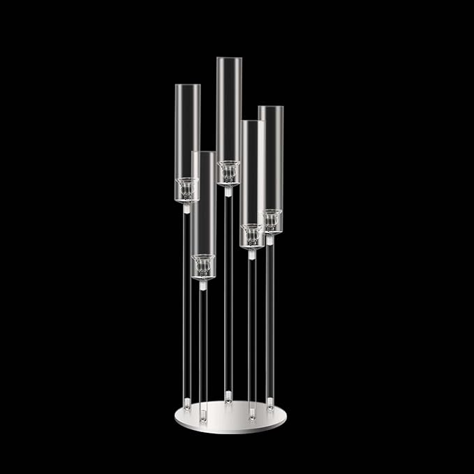 35inch 1pc Acrylic Candelabra Centerpieces for Tables 5 Arms Wedding centerpieces for Decorations