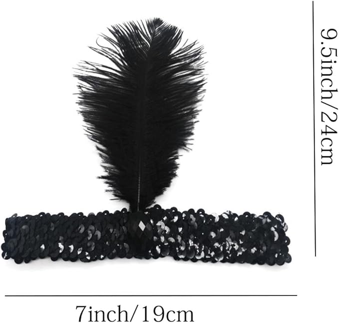 Luckygift 1920s Flapper Headband Ostrich Feather Headpiece Roaring 20's Party Costume Flapper Headpiece with Mixed Color 20PCS