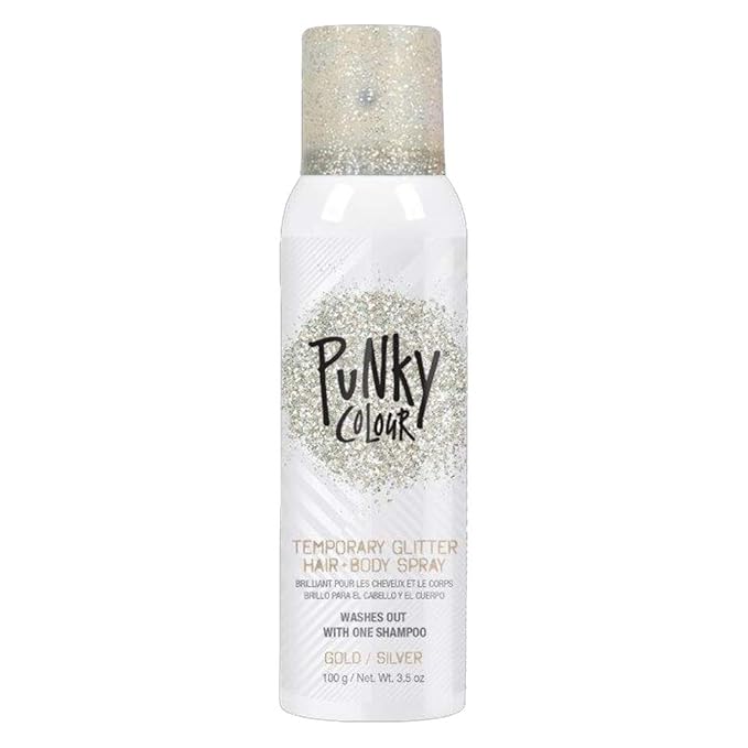 Punky Temporary Hair and Body Glitter Spray, Gold/Silver – Glitters Hairspray, Adds Shimmery Glow, Hair Glitter for Kids, Women, Men 3.5 oz