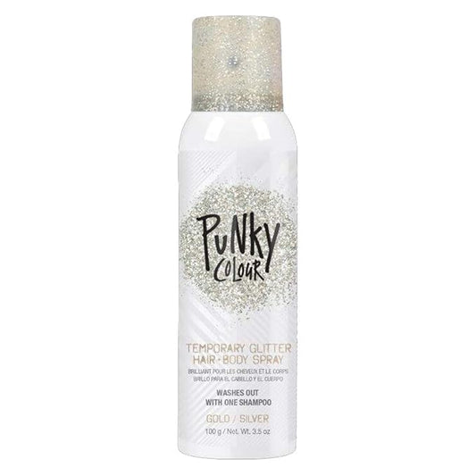 Punky Temporary Hair and Body Glitter Spray, Gold/Silver – Glitters Hairspray, Adds Shimmery Glow, Hair Glitter for Kids, Women, Men 3.5 oz