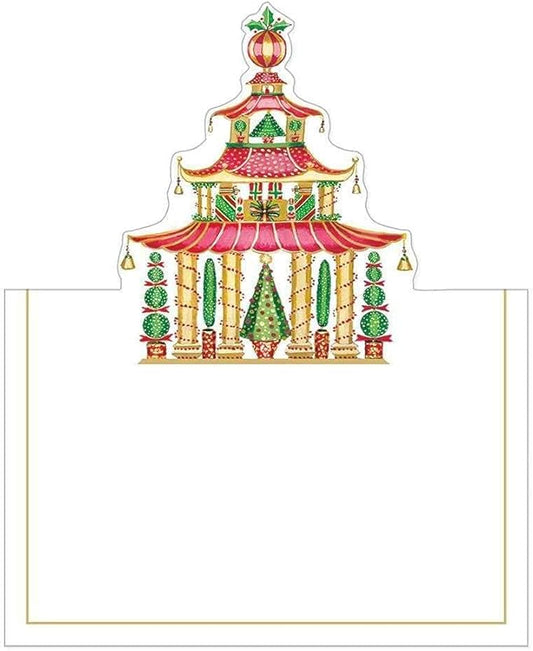 Caspari Christmas Pagodas Die-Cut Place Cards - 40 Count