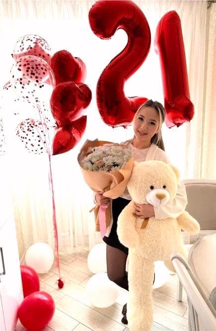 Red Number 1 Balloon 40 inch, Number 1 Birthday Balloon for Boy Girl, Red Foil One Balloon for 1st 10 11 12 16 18 Birthday Party, Anniversary Celebration Number Balloons Decorations