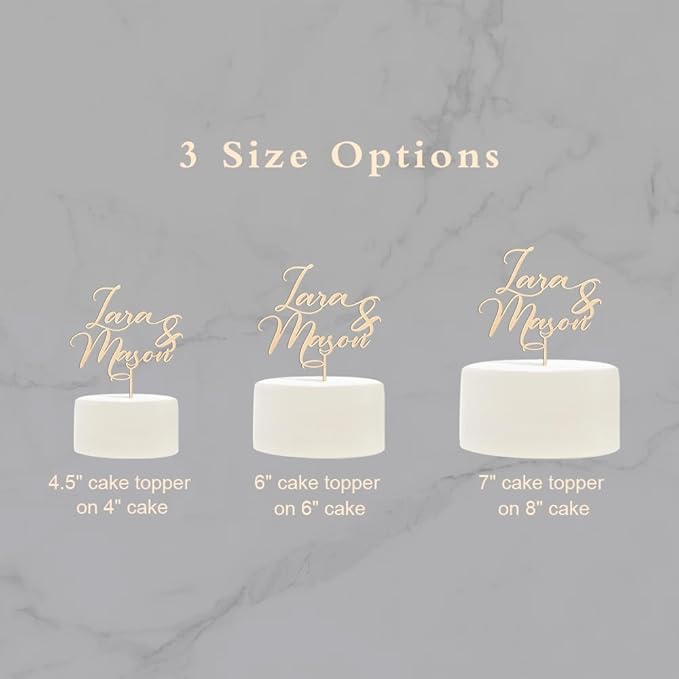 Personalized Wedding Cake Topper in Wood or Acrylic Custom Names of Bride and Groom Cake Topper Cake Decoration (Design 05)