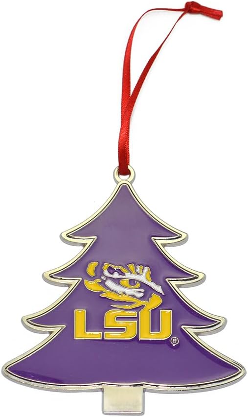 LSU Tigers Tree Shaped Metal Christmas Ornament