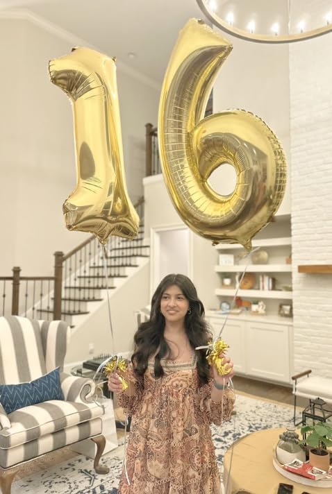 2026 Champagne Gold 40 Inch Mylar Foil Number 6 Balloon, Birthday Balloons for 6 16 Boy Girl Party Decorations Supplies,Light Gold Big Helium Balloon Numbers for 26 36 46 60 Men Women Anniversary