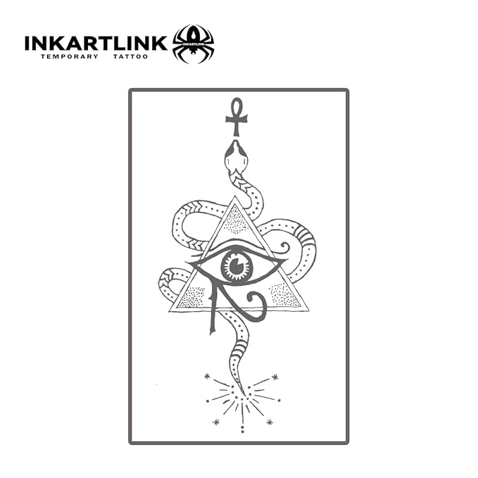 INKARTLINK Tattoo Tech, 2 Sheets Medium Semi Permanent Tattoo, Adult Art Design Temporary Tattoos, Lasts 1-2 Weeks, Waterproof, Realistic Look, No Reflection (Eye of Horus)
