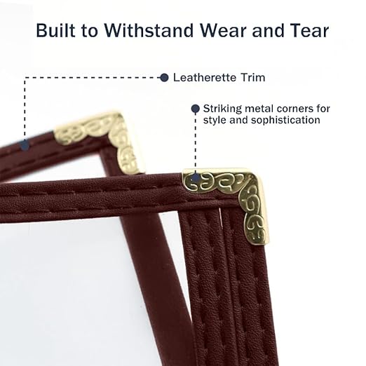 Goodsmart Restaurant Menu Covers - Burgundy, 25 Pack, 8.5" x 11", 3-Page/6-View, Side-Loading Vinyl Menu Holders, Clear Sleeves, Double-Stitched Edge, Leather-Style Café Covers with Gold Corners
