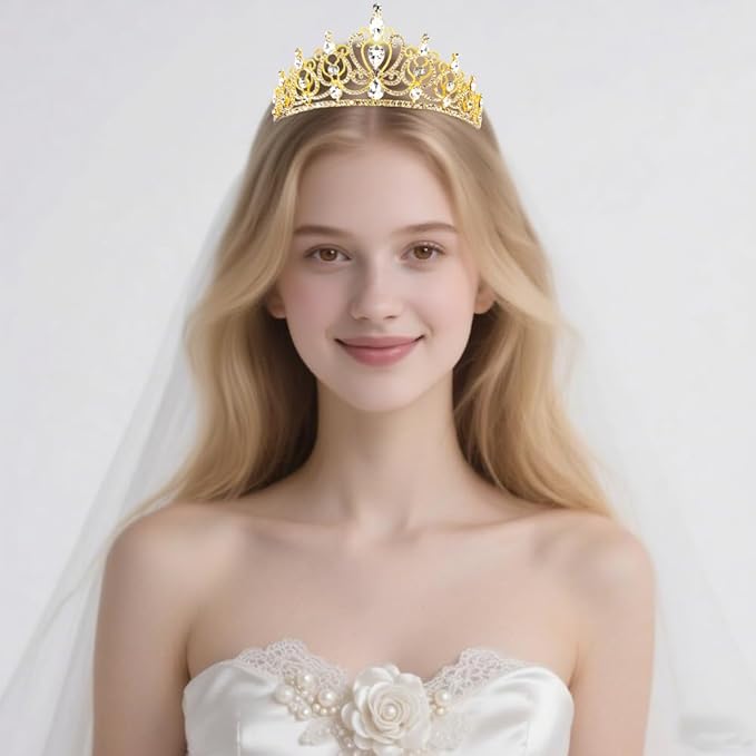 TODDER Gold Tiara for Women Girls Rhinestone Princess Queen Crowns Crystal Headband for Girls Wedding Hair Accessories for Bridal Birthday Party Prom Halloween Cosplay Holidays