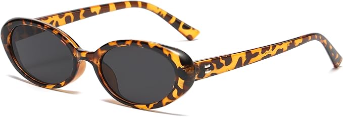 Retro Oval Sunglasses for Women Men Fashion Small Oval Sunglasses 90s Vintage Shades